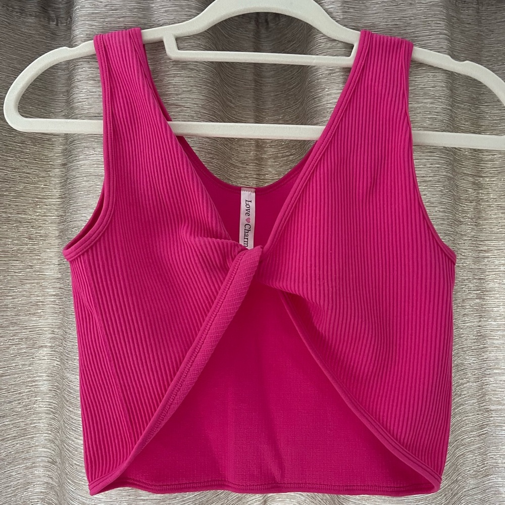 Cropped pink twist top. Size M/L
